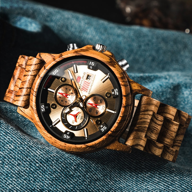 Natural Zebra Wood Wristwatch - The Discount Market
