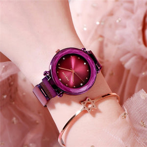 Luxury Rose Gold Women Watches Fashion Diamond Ladies Starry Sky Magnet Watch Waterproof Female Wristwatch For Gift Clock D35 - The Discount Market