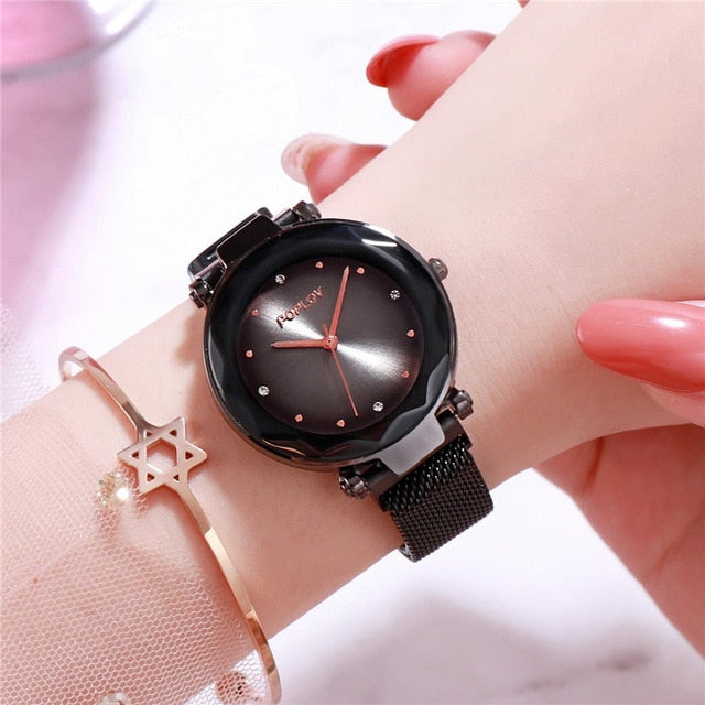 Luxury Rose Gold Women Watches Fashion Diamond Ladies Starry Sky Magnet Watch Waterproof Female Wristwatch For Gift Clock D35 - The Discount Market