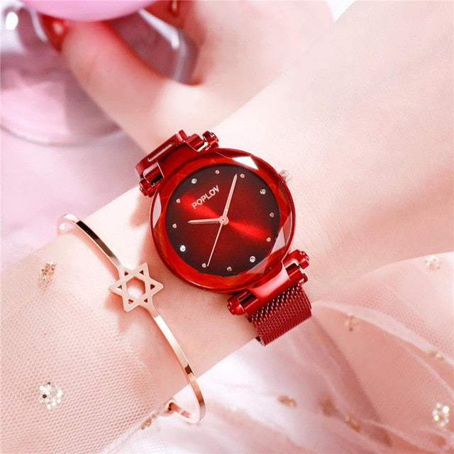 Luxury Rose Gold Women Watches Fashion Diamond Ladies Starry Sky Magnet Watch Waterproof Female Wristwatch For Gift Clock D35 - The Discount Market