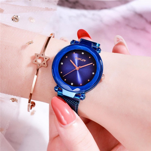 Luxury Rose Gold Women Watches Fashion Diamond Ladies Starry Sky Magnet Watch Waterproof Female Wristwatch For Gift Clock D35 - The Discount Market