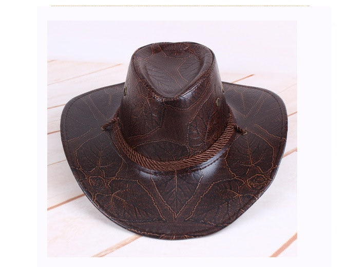 Western Faux Leather Cowboy Hats - The Discount Market