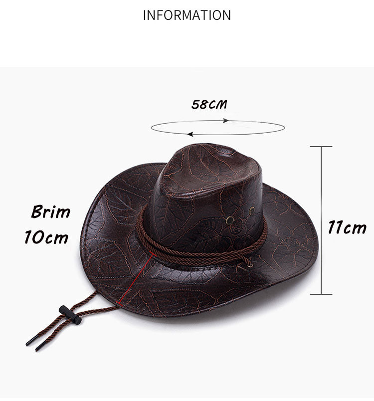Western Faux Leather Cowboy Hats - The Discount Market