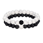 2Pcs Black And White Natural Stone Beaded Unisex Bracelet - The Discount Market