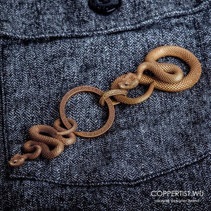 Coppertist.Wu Brass Metal Snake Pendant Necklace Men Vintage Handmade Fashion Key Chain Original Design Animal Keychain Pendants - The Discount Market