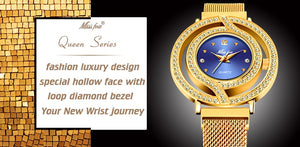 Magnetic Women Luxury Waterproof Hollow Blue Quartz Watch - The Discount Market