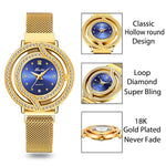 Magnetic Women Luxury Waterproof Hollow Blue Quartz Watch - The Discount Market