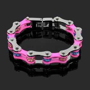 Women's Biker Chain Pink Bracelet - The Discount Market
