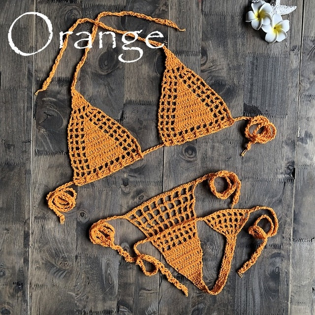 Handmade Crochet Micro Bikini G Thong String Beach Micro Swimwear Sexy Lingerie Sets 2019 Hot Sale