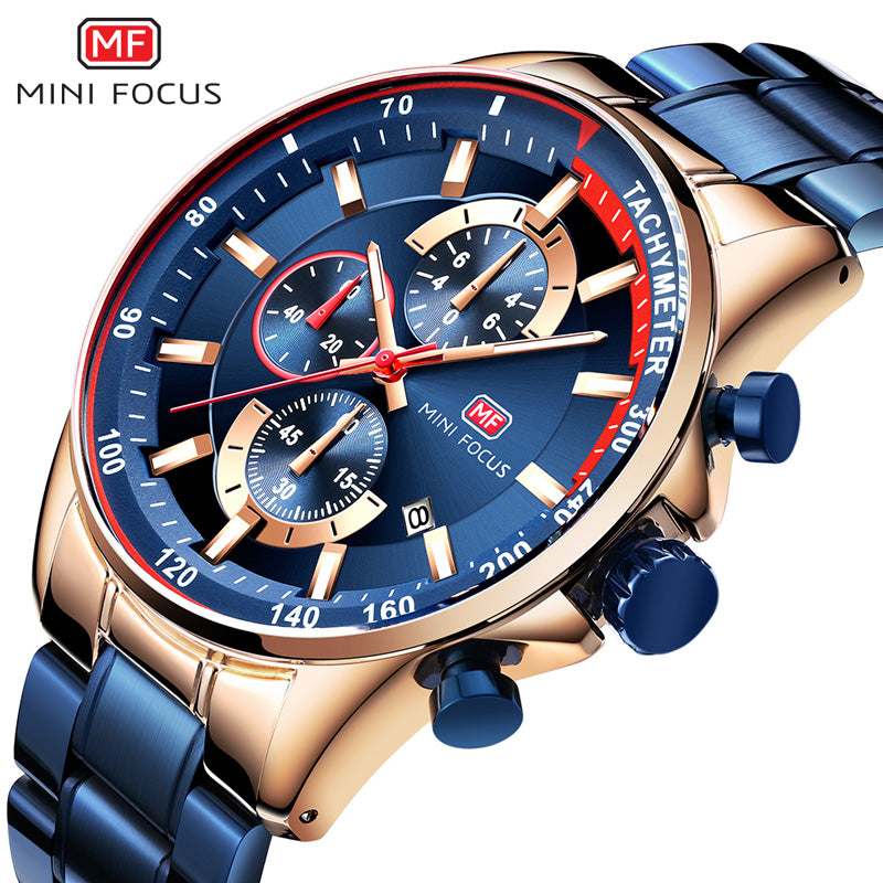 Men's Quartz Stainless Steel Waterproof Chronograph Business Wrist Watch - The Discount Market