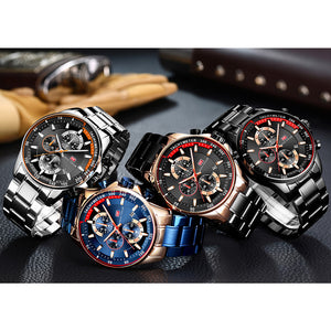 Men's Quartz Stainless Steel Waterproof Chronograph Business Wrist Watch - The Discount Market