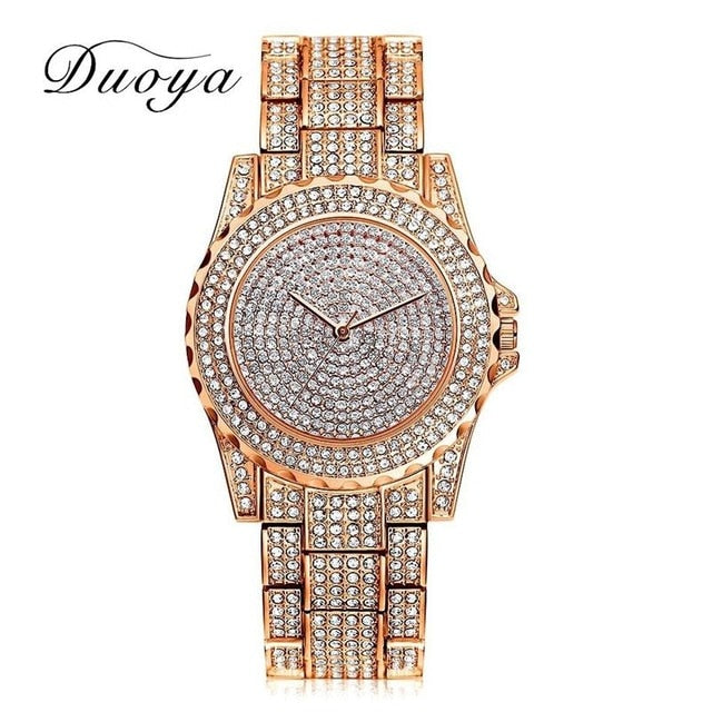 Women Quartz  Gold Crystal  Watch - The Discount Market