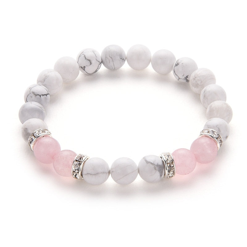 Poshfeel White And Pink Stone Beads Bracelets - The Discount Market